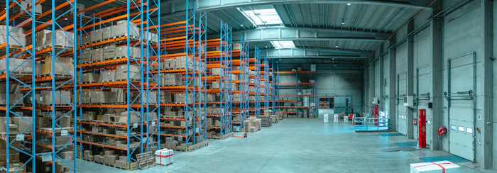 Organized warehouse shelving